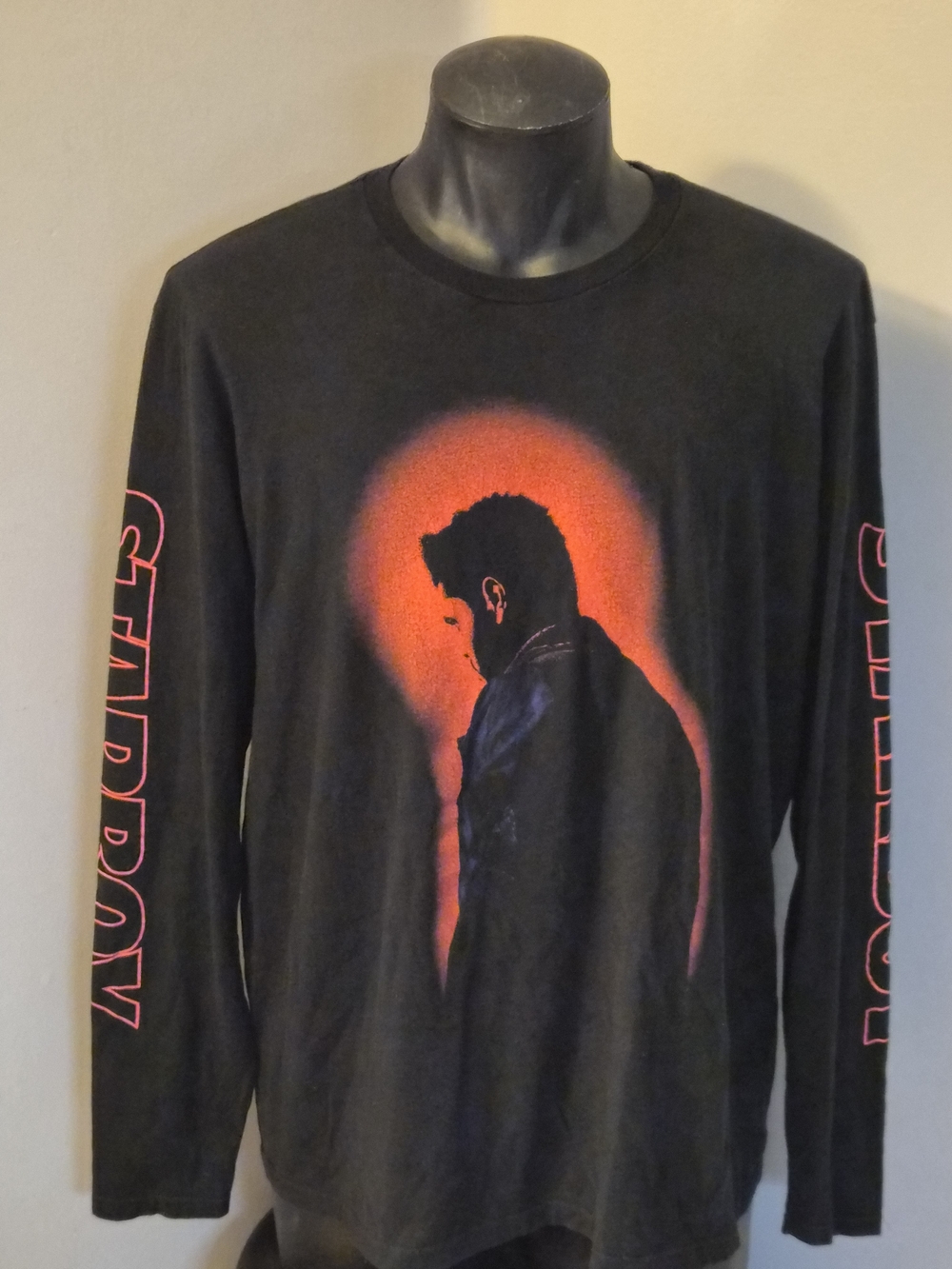 The Weeknd Starboy Graphic Long Sleeve Shirt - Black with Red Print